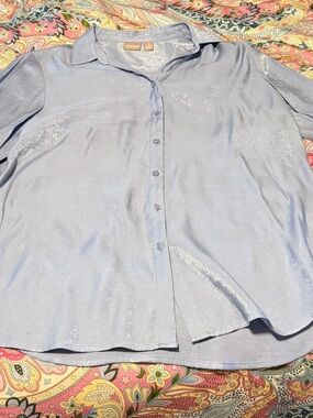 Chico's Pale Blue Metallic Button-Down Blouse